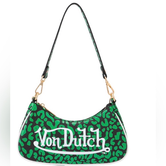 Von Dutch Handbags - NWT Von Dutch Lime Green Cheetah 🐆 Shoulder Bag